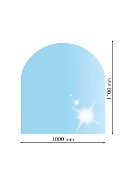 SKLO POD KACHLE, OBLÚK, 100X110 CM, FAZETA 20 MM